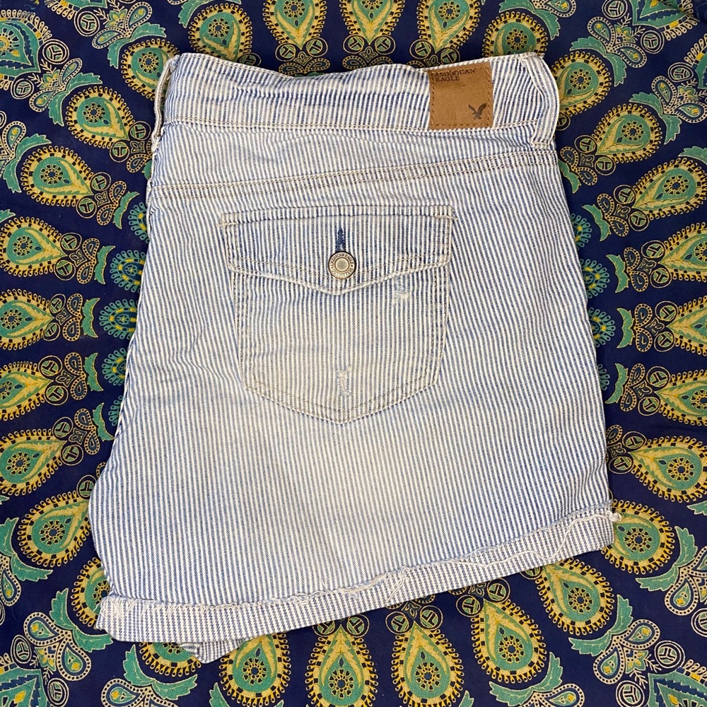 Vintage American Eagle Striped Jean Shorts